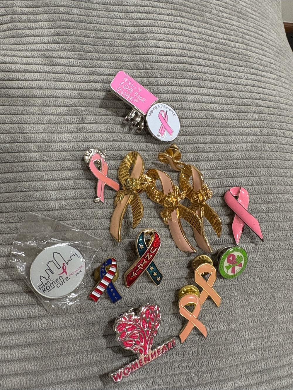 Unbranded Pin Collection Women OS Pink Good Breast Cancer Awareness Ribbon Lot